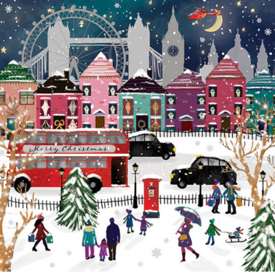 Helicopter over London at Christmas card design