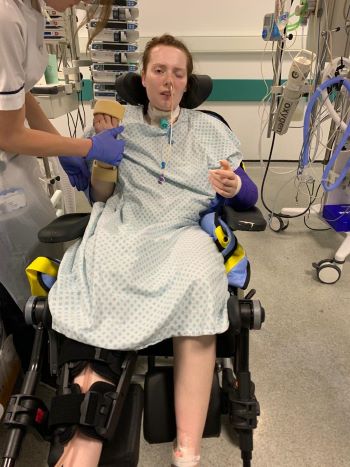Lauren in hospital, beginning her recovery