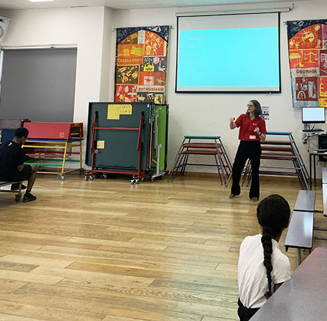 Pupils being taught in a school visit by London's Air Ambulance