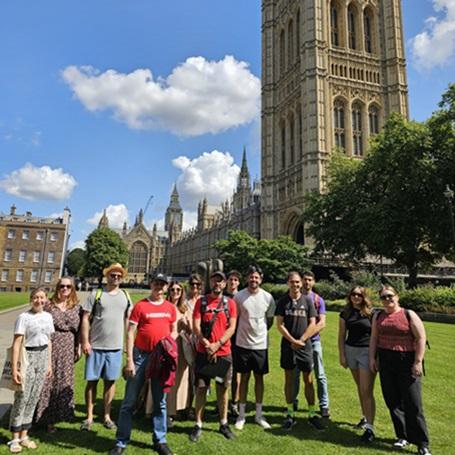 Social media influencer with participants of 24 hour walk tour